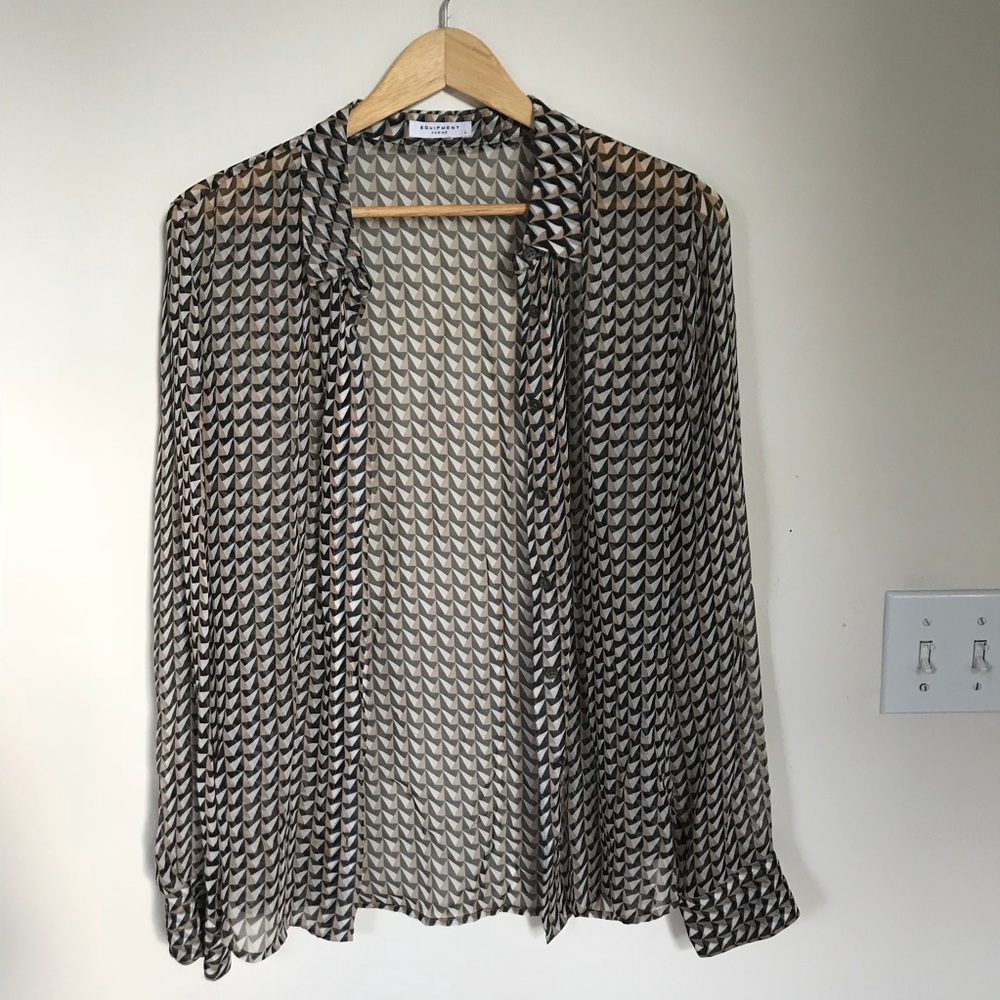 Equipment geometric print sheer blouse